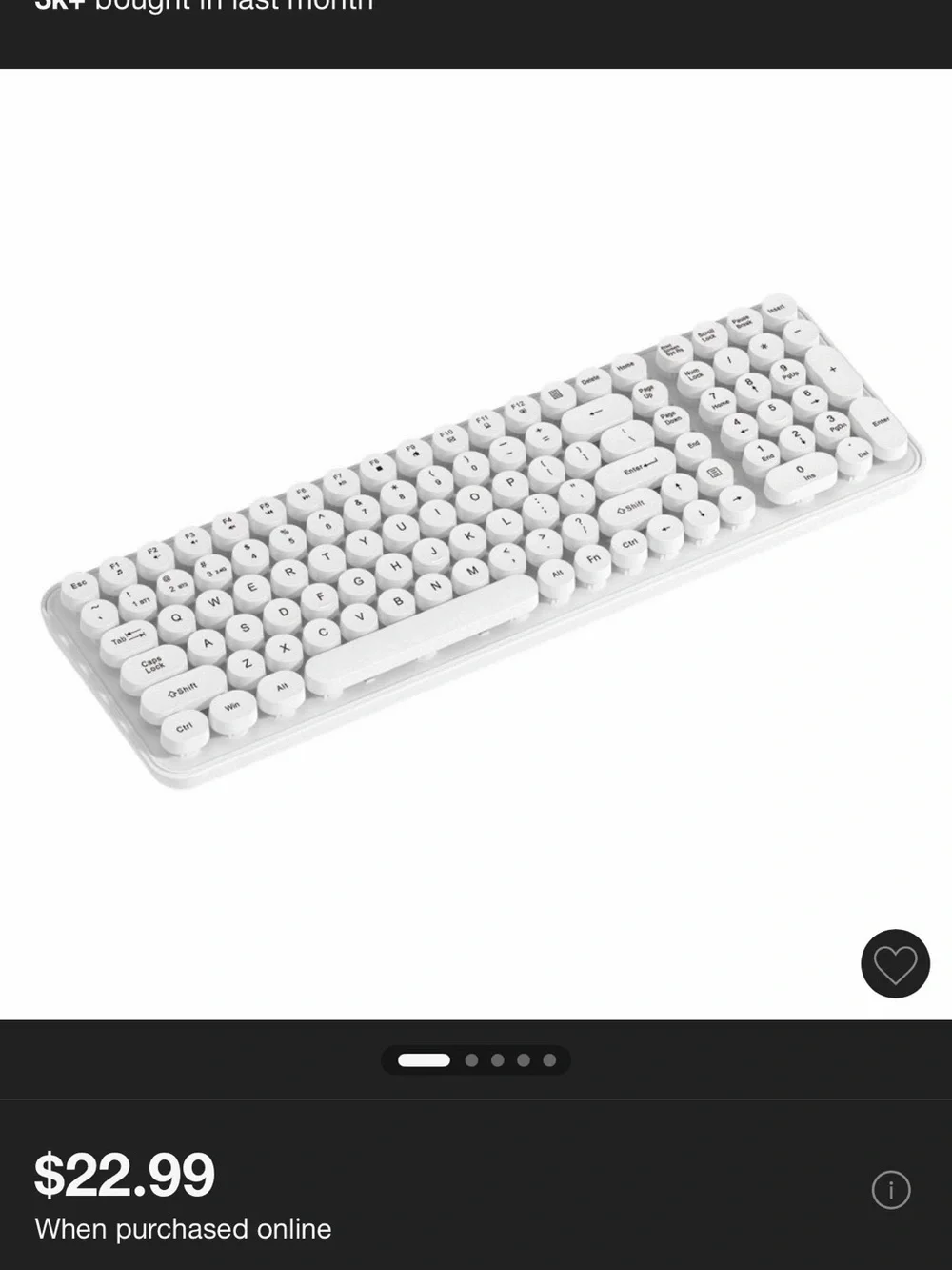 Wireless Retro Round-Key Keyboard in White From Target